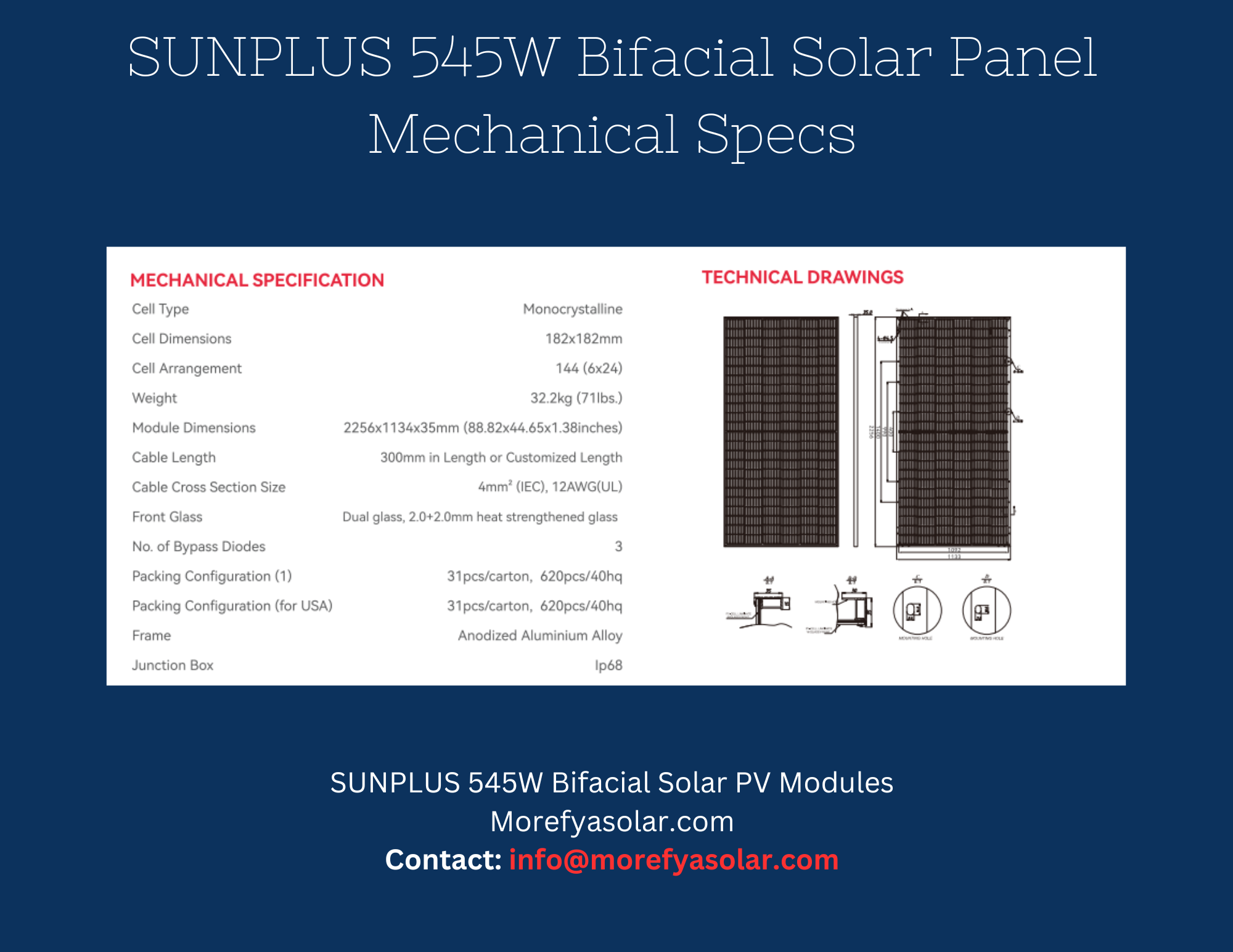 SUNPLUS 545W Bifacial PV Modules